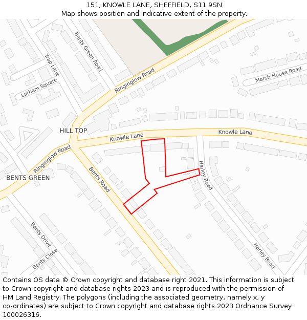 151, KNOWLE LANE, SHEFFIELD, S11 9SN: Location map and indicative extent of plot