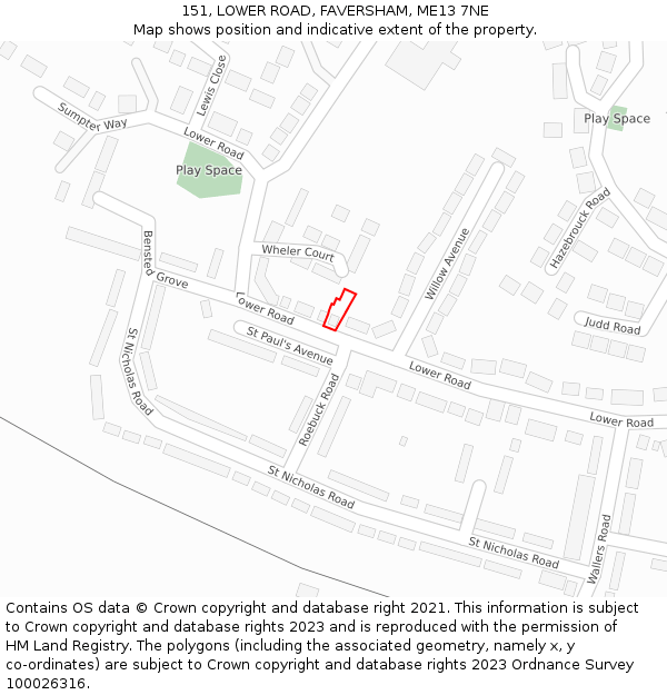 151, LOWER ROAD, FAVERSHAM, ME13 7NE: Location map and indicative extent of plot