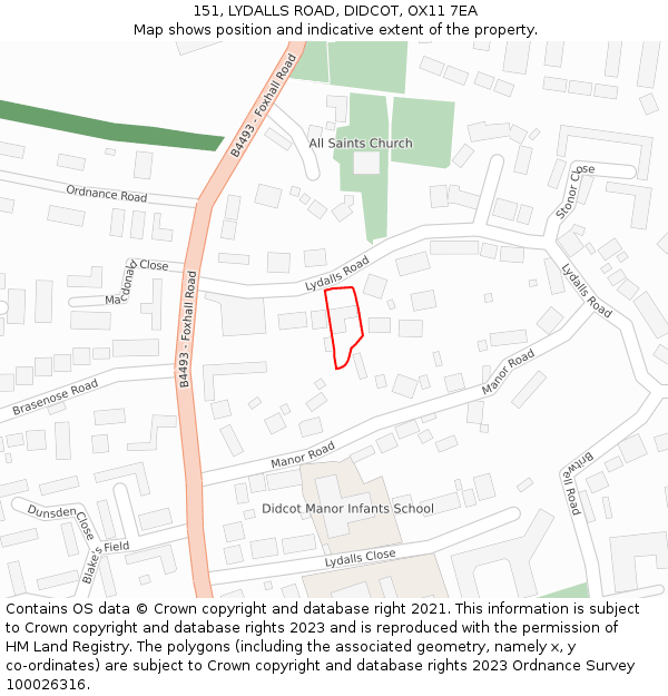 151, LYDALLS ROAD, DIDCOT, OX11 7EA: Location map and indicative extent of plot