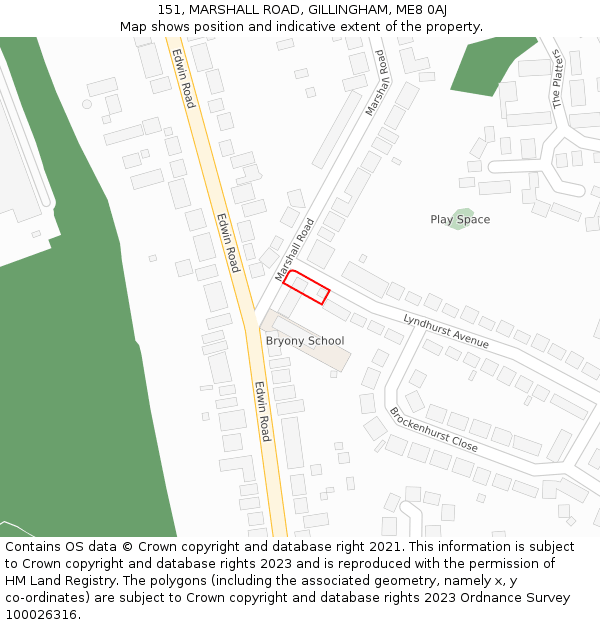 151, MARSHALL ROAD, GILLINGHAM, ME8 0AJ: Location map and indicative extent of plot