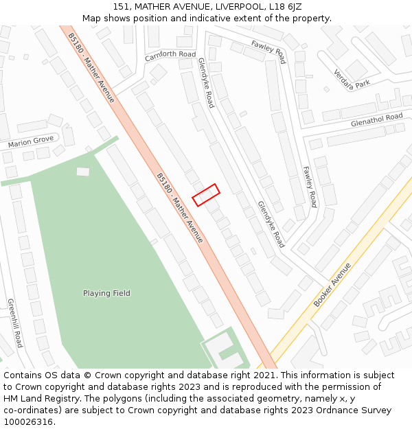 151, MATHER AVENUE, LIVERPOOL, L18 6JZ: Location map and indicative extent of plot