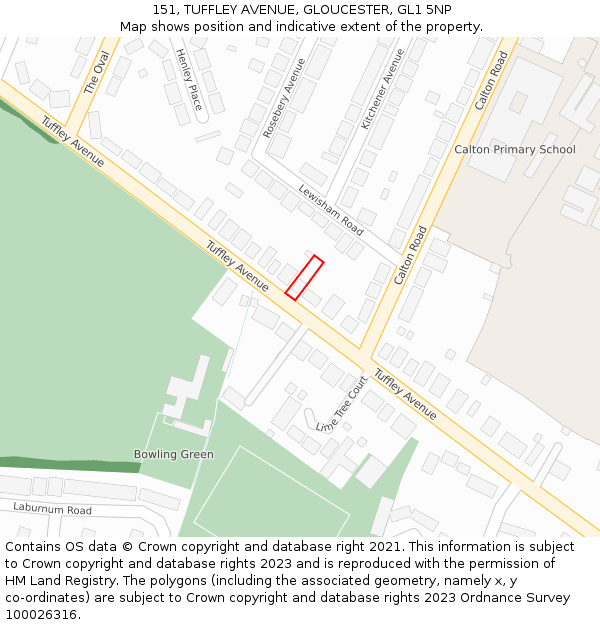 151, TUFFLEY AVENUE, GLOUCESTER, GL1 5NP: Location map and indicative extent of plot