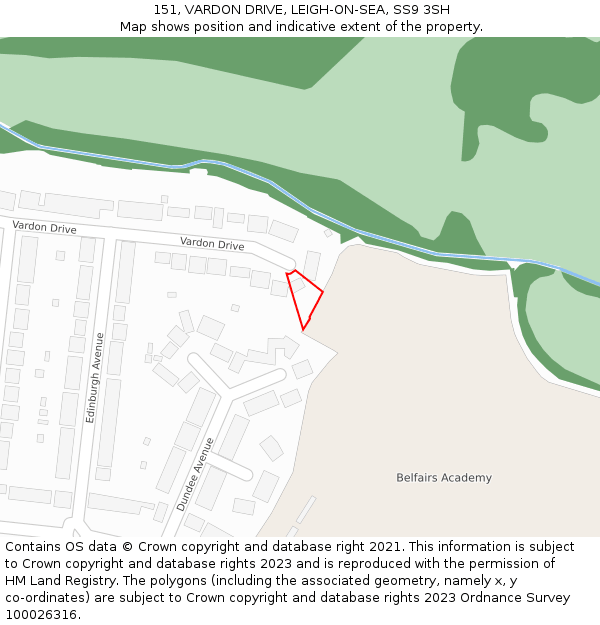 151, VARDON DRIVE, LEIGH-ON-SEA, SS9 3SH: Location map and indicative extent of plot