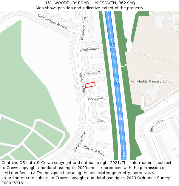 151, WOODBURY ROAD, HALESOWEN, B62 9AQ: Location map and indicative extent of plot