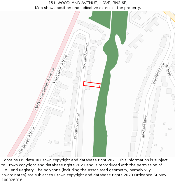 151, WOODLAND AVENUE, HOVE, BN3 6BJ: Location map and indicative extent of plot