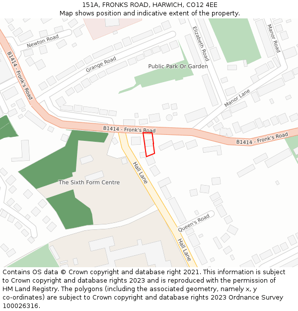 151A, FRONKS ROAD, HARWICH, CO12 4EE: Location map and indicative extent of plot