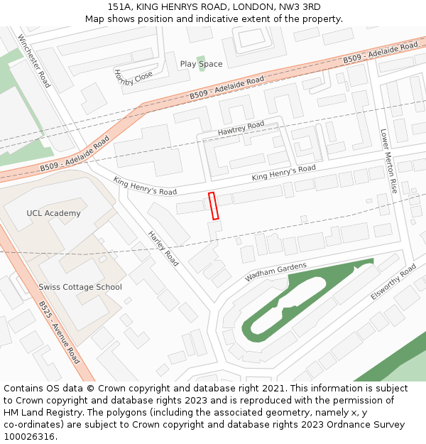 151A, KING HENRYS ROAD, LONDON, NW3 3RD: Location map and indicative extent of plot