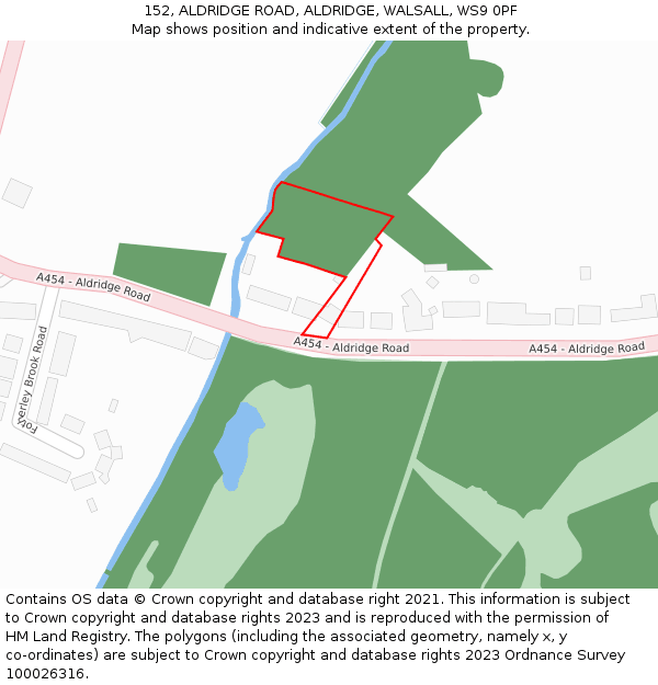 152, ALDRIDGE ROAD, ALDRIDGE, WALSALL, WS9 0PF: Location map and indicative extent of plot