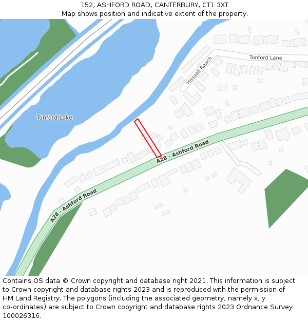 152, ASHFORD ROAD, CANTERBURY, CT1 3XT: Location map and indicative extent of plot