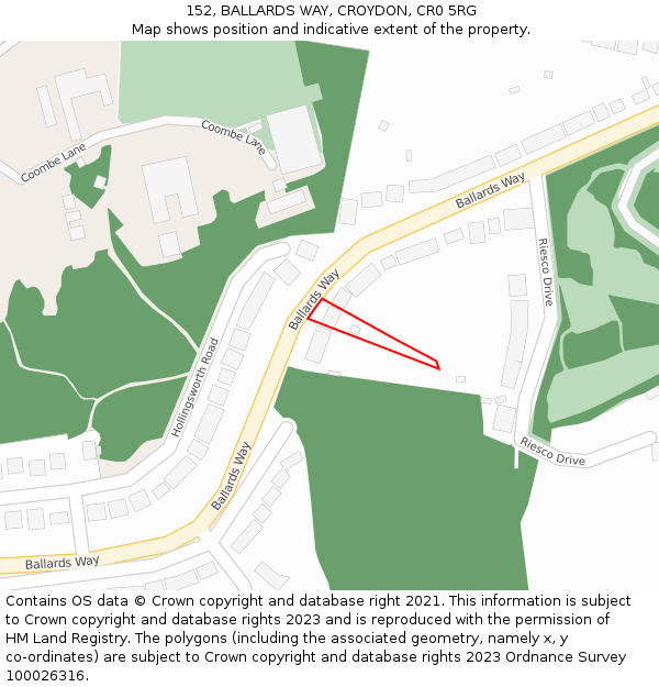 152, BALLARDS WAY, CROYDON, CR0 5RG: Location map and indicative extent of plot