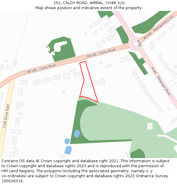 152, CALDY ROAD, WIRRAL, CH48 1LN: Location map and indicative extent of plot
