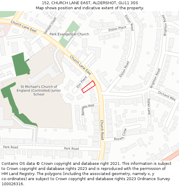 152, CHURCH LANE EAST, ALDERSHOT, GU11 3SS: Location map and indicative extent of plot