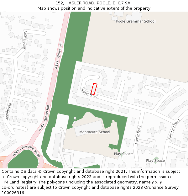152, HASLER ROAD, POOLE, BH17 9AH: Location map and indicative extent of plot