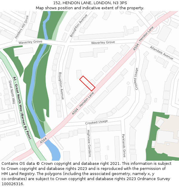 152, HENDON LANE, LONDON, N3 3PS: Location map and indicative extent of plot