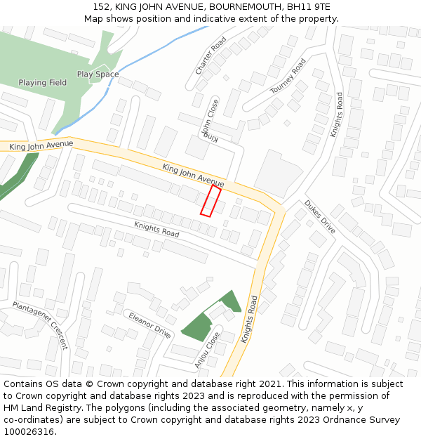 152, KING JOHN AVENUE, BOURNEMOUTH, BH11 9TE: Location map and indicative extent of plot