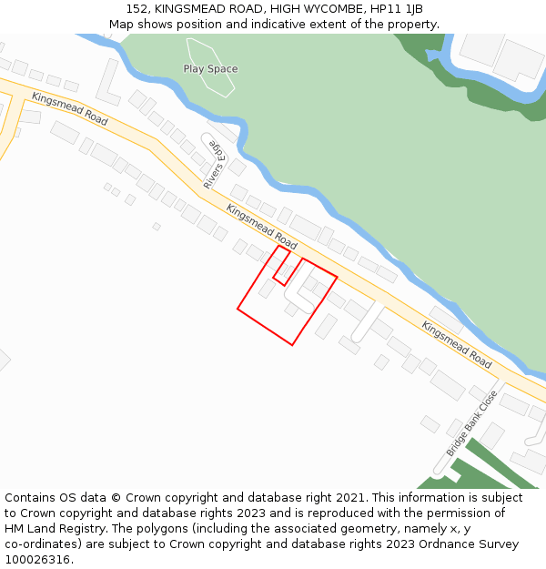 152, KINGSMEAD ROAD, HIGH WYCOMBE, HP11 1JB: Location map and indicative extent of plot