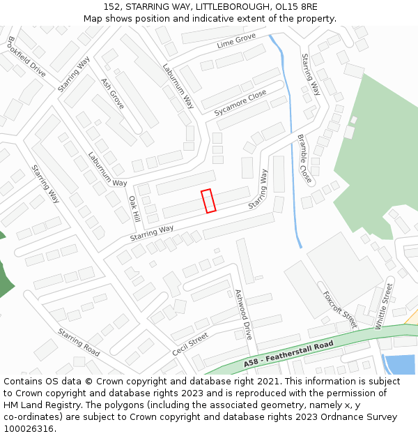 152, STARRING WAY, LITTLEBOROUGH, OL15 8RE: Location map and indicative extent of plot