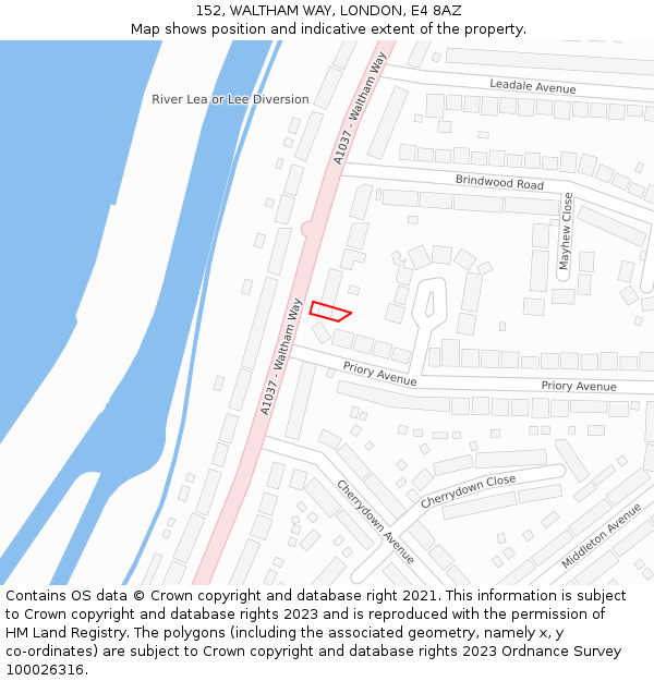 152, WALTHAM WAY, LONDON, E4 8AZ: Location map and indicative extent of plot