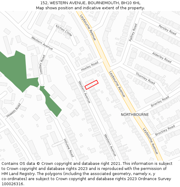 152, WESTERN AVENUE, BOURNEMOUTH, BH10 6HL: Location map and indicative extent of plot