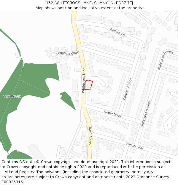 152, WHITECROSS LANE, SHANKLIN, PO37 7EJ: Location map and indicative extent of plot