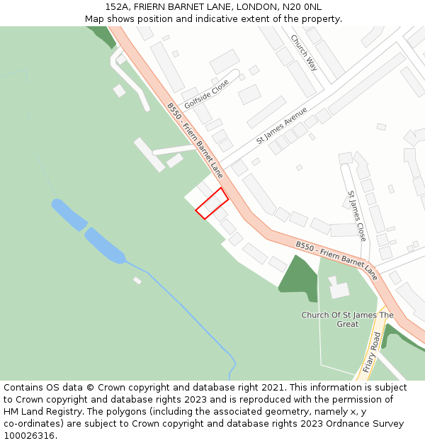 152A, FRIERN BARNET LANE, LONDON, N20 0NL: Location map and indicative extent of plot