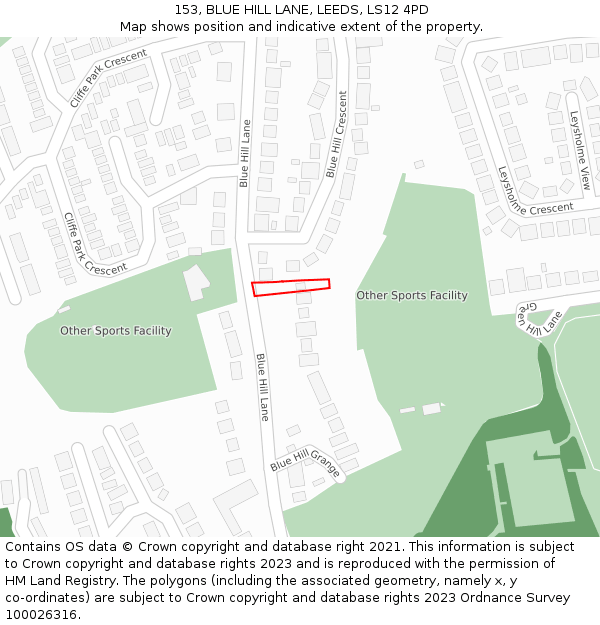 153, BLUE HILL LANE, LEEDS, LS12 4PD: Location map and indicative extent of plot