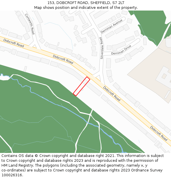 153, DOBCROFT ROAD, SHEFFIELD, S7 2LT: Location map and indicative extent of plot