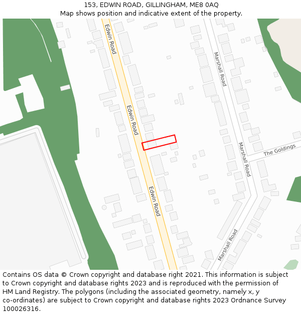 153, EDWIN ROAD, GILLINGHAM, ME8 0AQ: Location map and indicative extent of plot