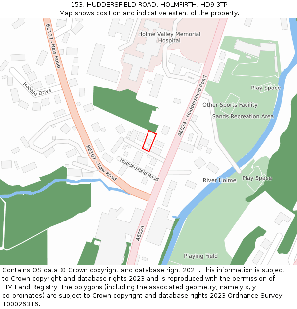 153, HUDDERSFIELD ROAD, HOLMFIRTH, HD9 3TP: Location map and indicative extent of plot