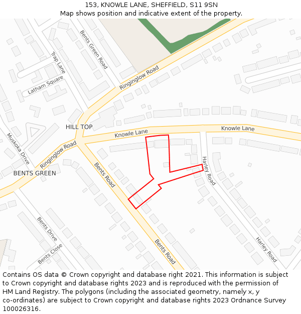 153, KNOWLE LANE, SHEFFIELD, S11 9SN: Location map and indicative extent of plot