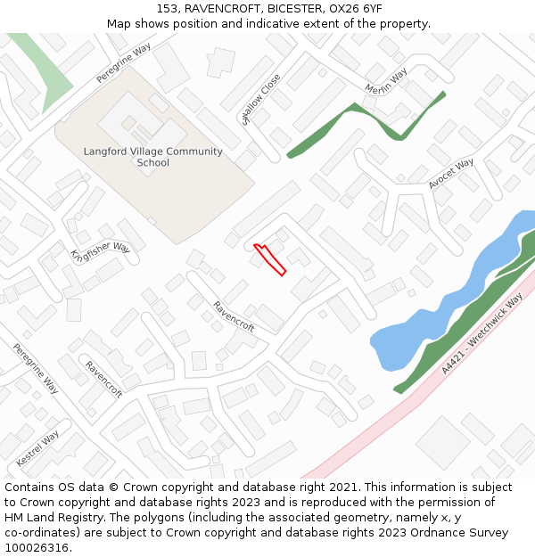 153, RAVENCROFT, BICESTER, OX26 6YF: Location map and indicative extent of plot