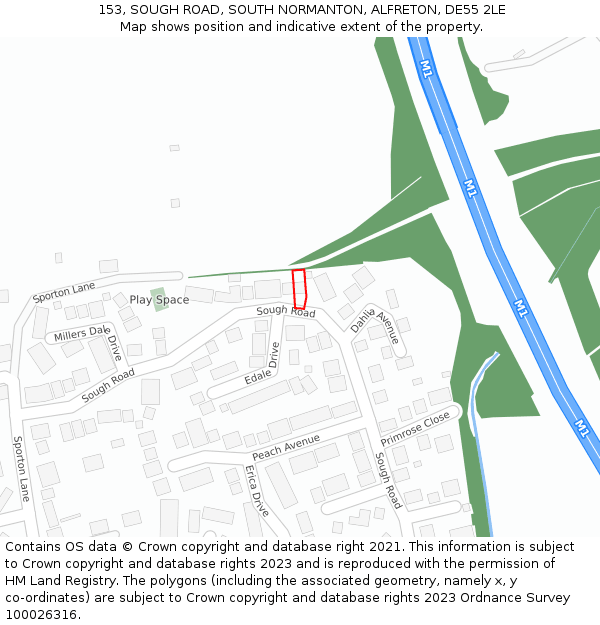 153, SOUGH ROAD, SOUTH NORMANTON, ALFRETON, DE55 2LE: Location map and indicative extent of plot