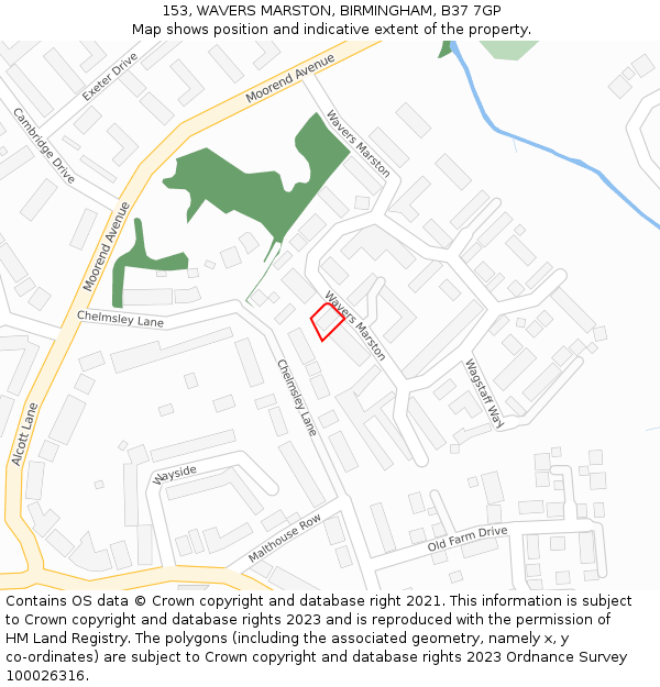 153, WAVERS MARSTON, BIRMINGHAM, B37 7GP: Location map and indicative extent of plot