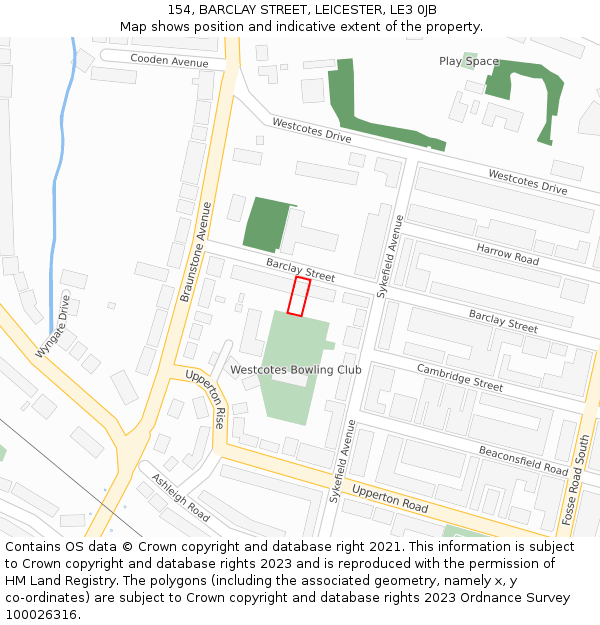 154, BARCLAY STREET, LEICESTER, LE3 0JB: Location map and indicative extent of plot