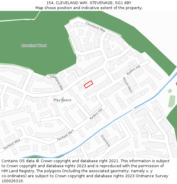 154, CLEVELAND WAY, STEVENAGE, SG1 6BY: Location map and indicative extent of plot