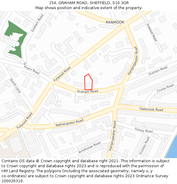 154, GRAHAM ROAD, SHEFFIELD, S10 3GR: Location map and indicative extent of plot