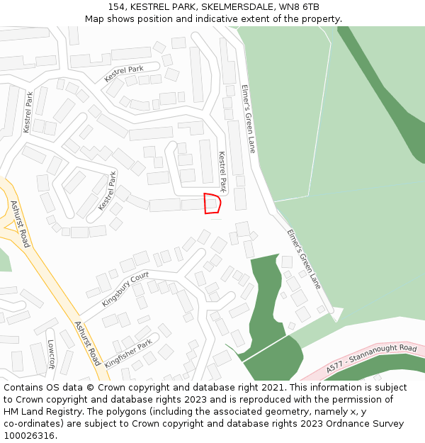 154, KESTREL PARK, SKELMERSDALE, WN8 6TB: Location map and indicative extent of plot