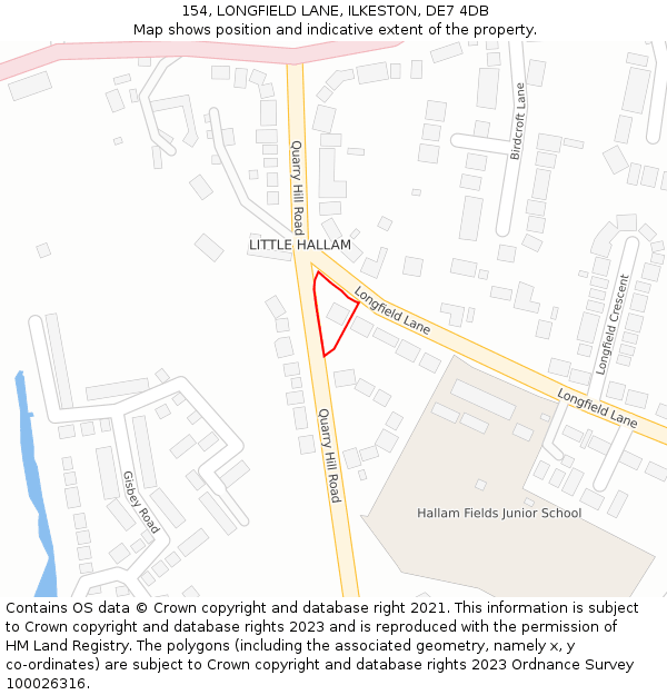 154, LONGFIELD LANE, ILKESTON, DE7 4DB: Location map and indicative extent of plot
