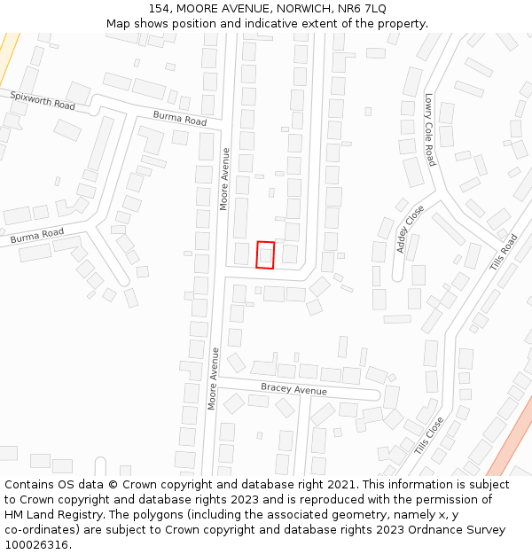 154, MOORE AVENUE, NORWICH, NR6 7LQ: Location map and indicative extent of plot