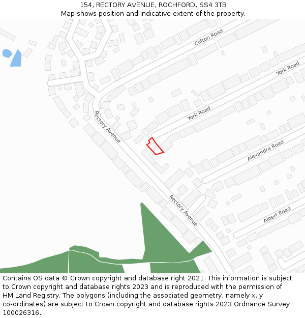 154, RECTORY AVENUE, ROCHFORD, SS4 3TB: Location map and indicative extent of plot