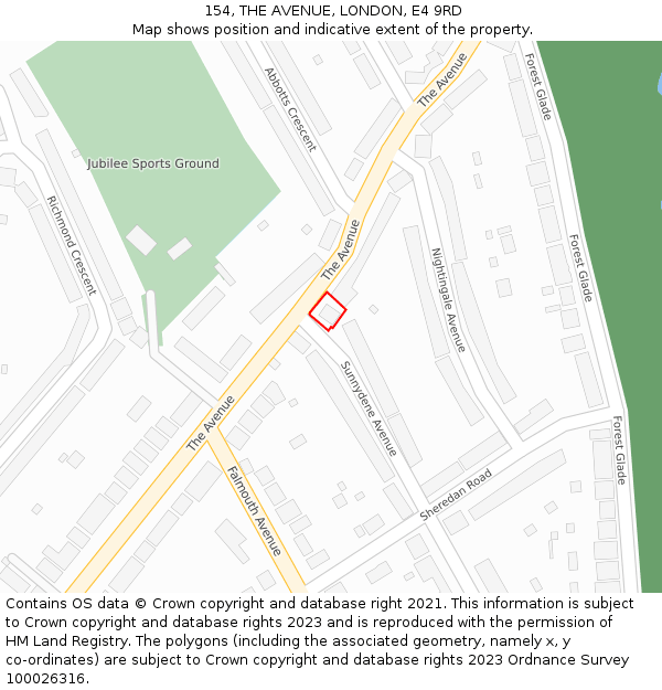 154, THE AVENUE, LONDON, E4 9RD: Location map and indicative extent of plot