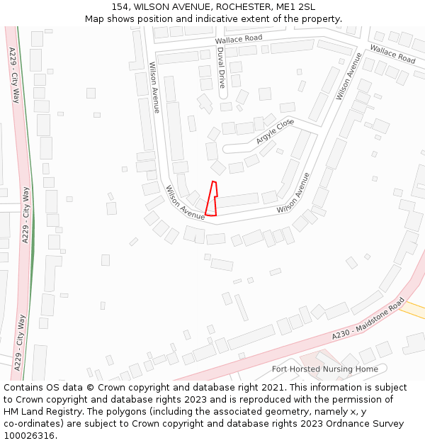 154, WILSON AVENUE, ROCHESTER, ME1 2SL: Location map and indicative extent of plot