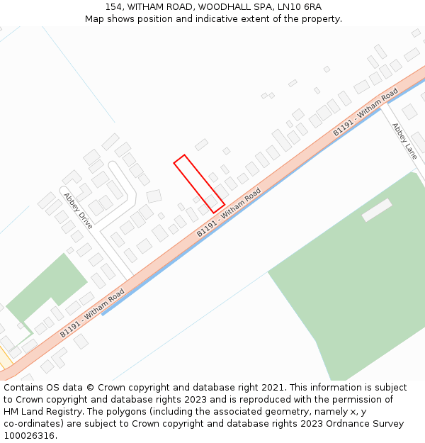 154, WITHAM ROAD, WOODHALL SPA, LN10 6RA: Location map and indicative extent of plot