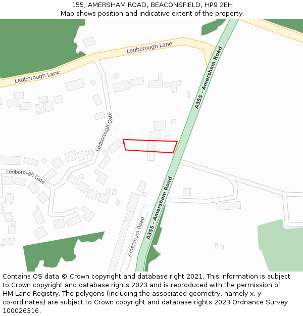 155, AMERSHAM ROAD, BEACONSFIELD, HP9 2EH: Location map and indicative extent of plot