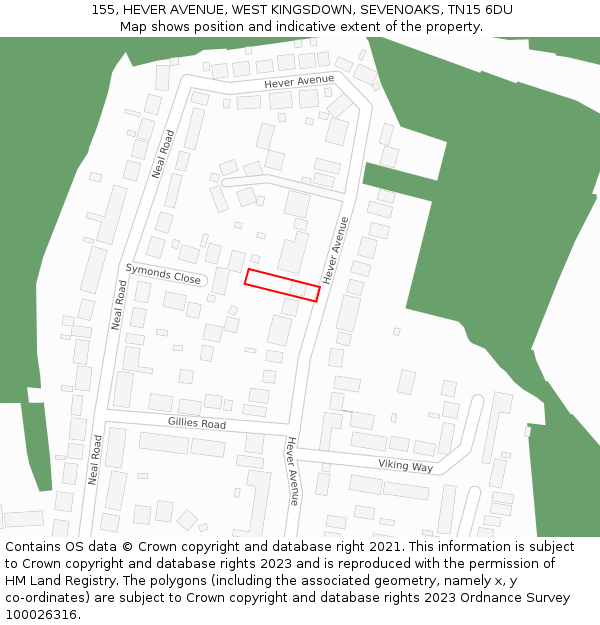 155, HEVER AVENUE, WEST KINGSDOWN, SEVENOAKS, TN15 6DU: Location map and indicative extent of plot