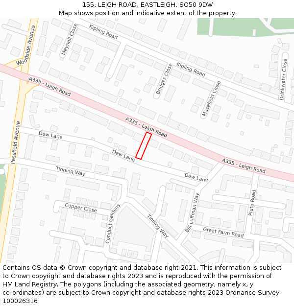 155, LEIGH ROAD, EASTLEIGH, SO50 9DW: Location map and indicative extent of plot