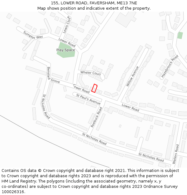 155, LOWER ROAD, FAVERSHAM, ME13 7NE: Location map and indicative extent of plot