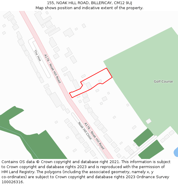155, NOAK HILL ROAD, BILLERICAY, CM12 9UJ: Location map and indicative extent of plot