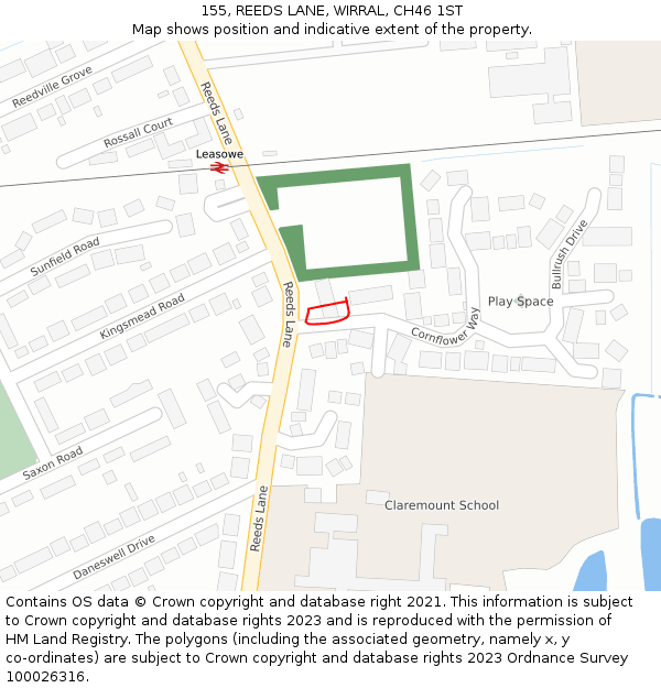 155, REEDS LANE, WIRRAL, CH46 1ST: Location map and indicative extent of plot