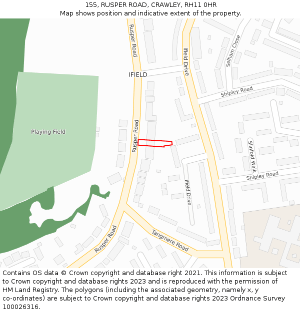 155, RUSPER ROAD, CRAWLEY, RH11 0HR: Location map and indicative extent of plot